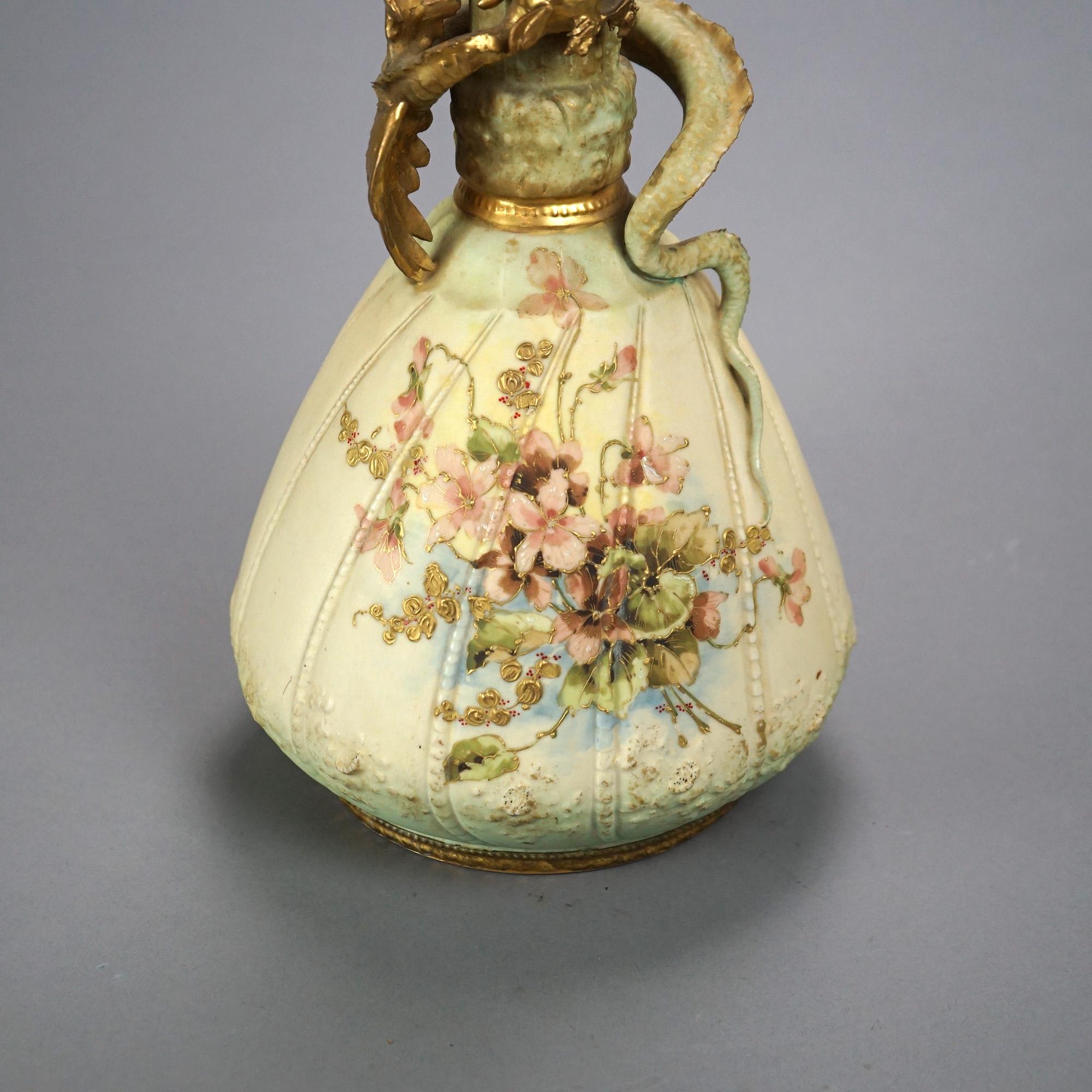 Teplitz Amphora Hand Painted & Enamel Decorated Porcelain Vase Circa 1900 2