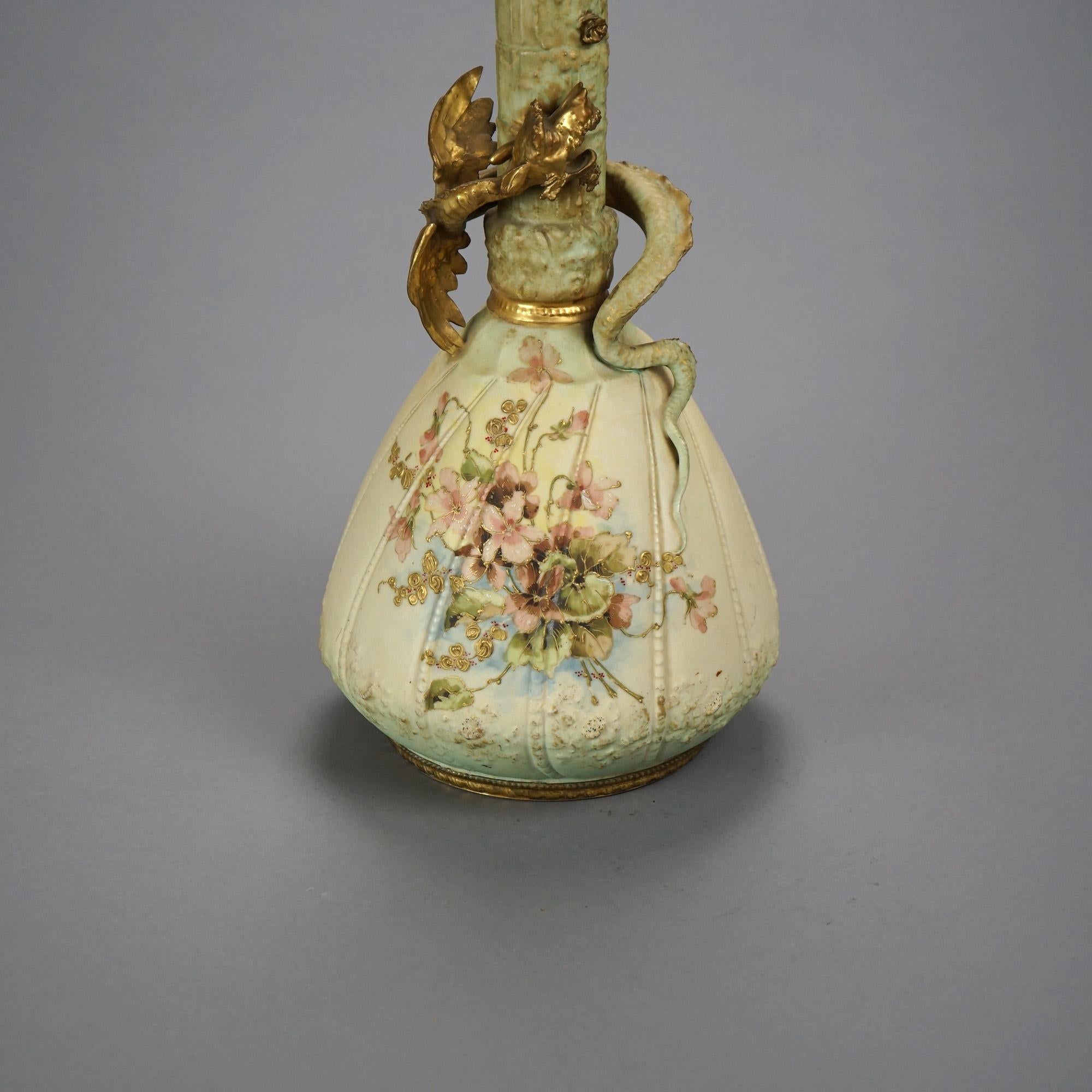 Teplitz Amphora Hand Painted & Enamel Decorated Porcelain Vase Circa 1900 3
