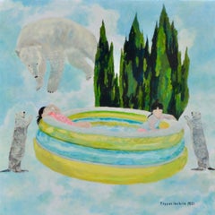 Japanese Contemporary Art by Teppei Ikehila - Light Blue Garden