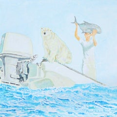 Japanese Contemporary Art by Teppei Ikehila - Polar Bear Going to Eat Sushi