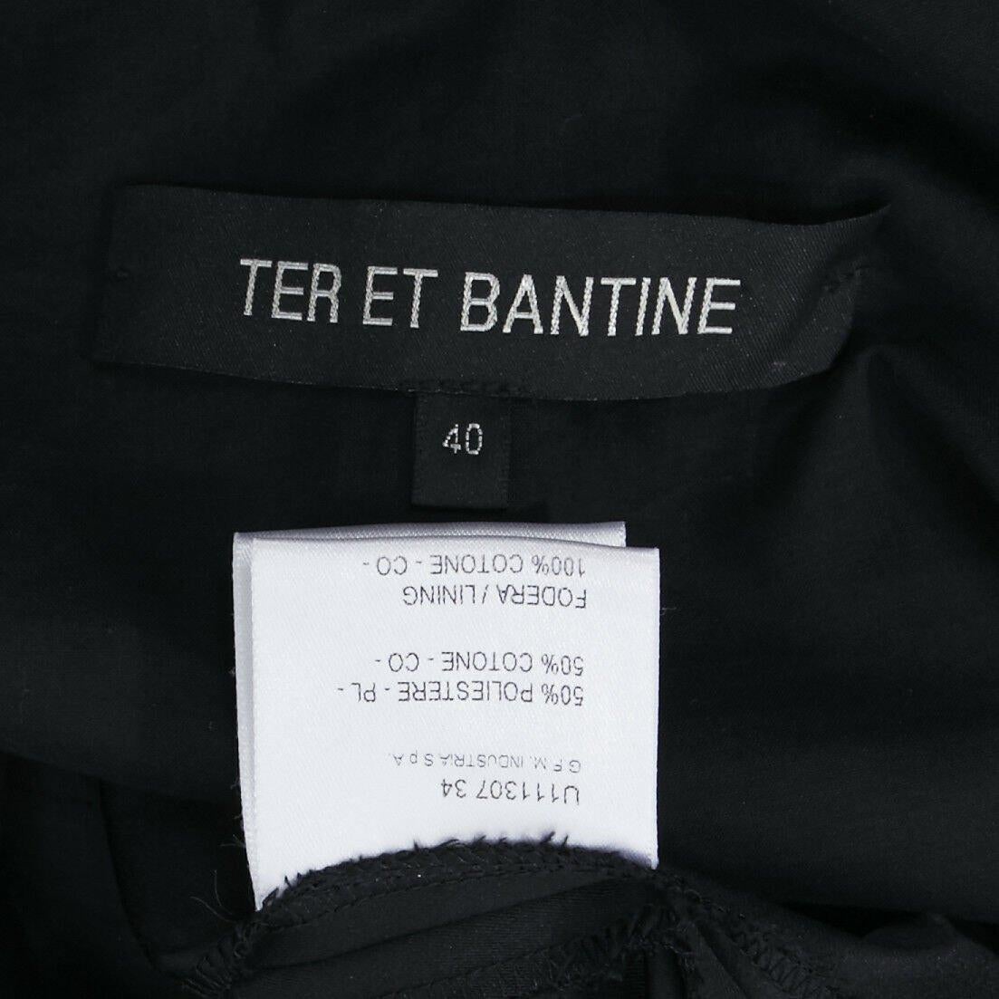 TER ET BANTINE black cotton blend V-neck angular darts slit pocket dress IT40 7
