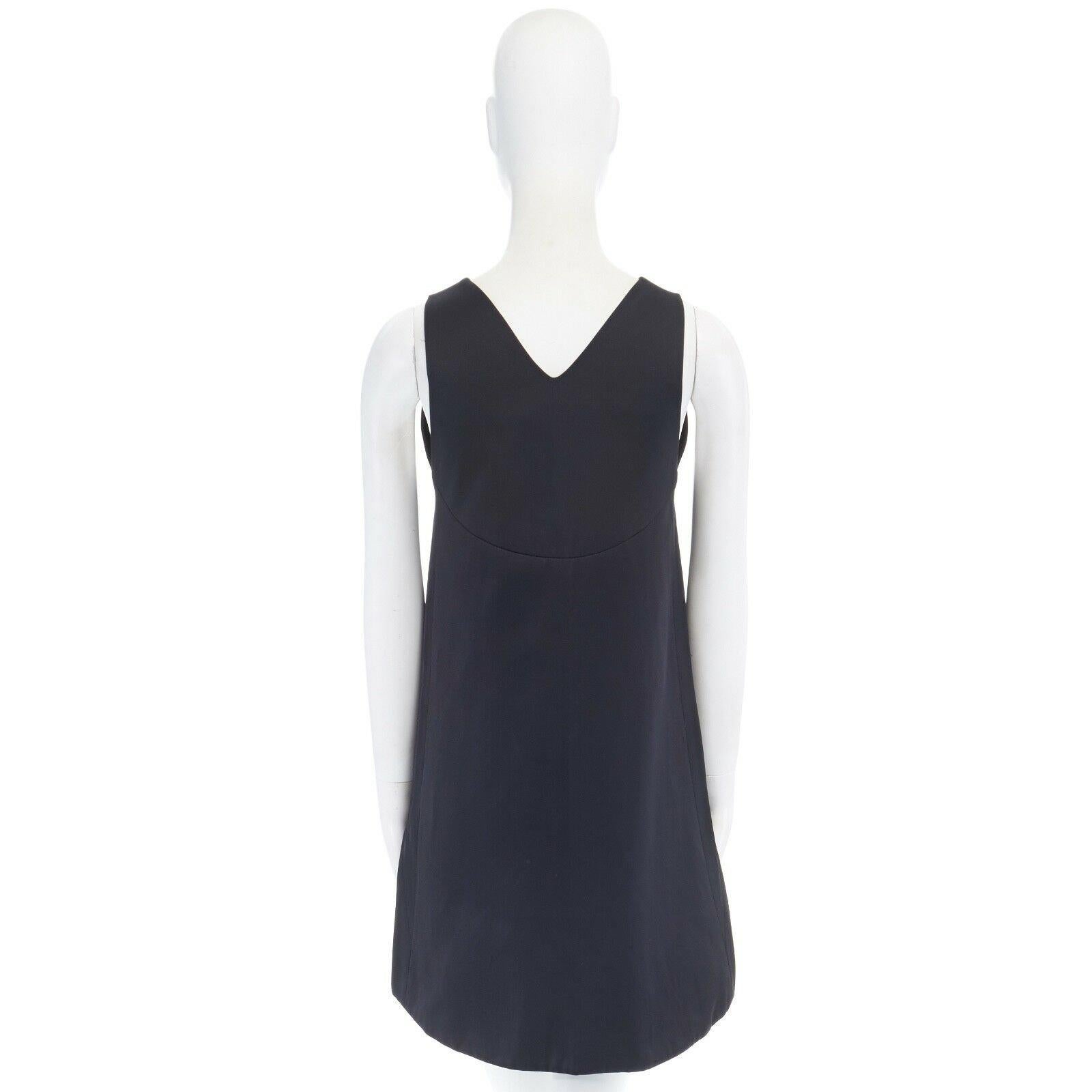 TER ET BANTINE black cotton blend V-neck angular darts slit pocket dress IT40 2