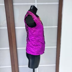 Ter et Bantine Two-Tone Purple/Lime Top with Abstract Print - Sleeveless