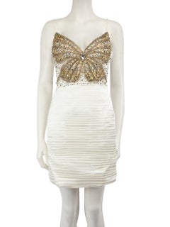 Terani Couture White Embellished Butterfly Dress Size S