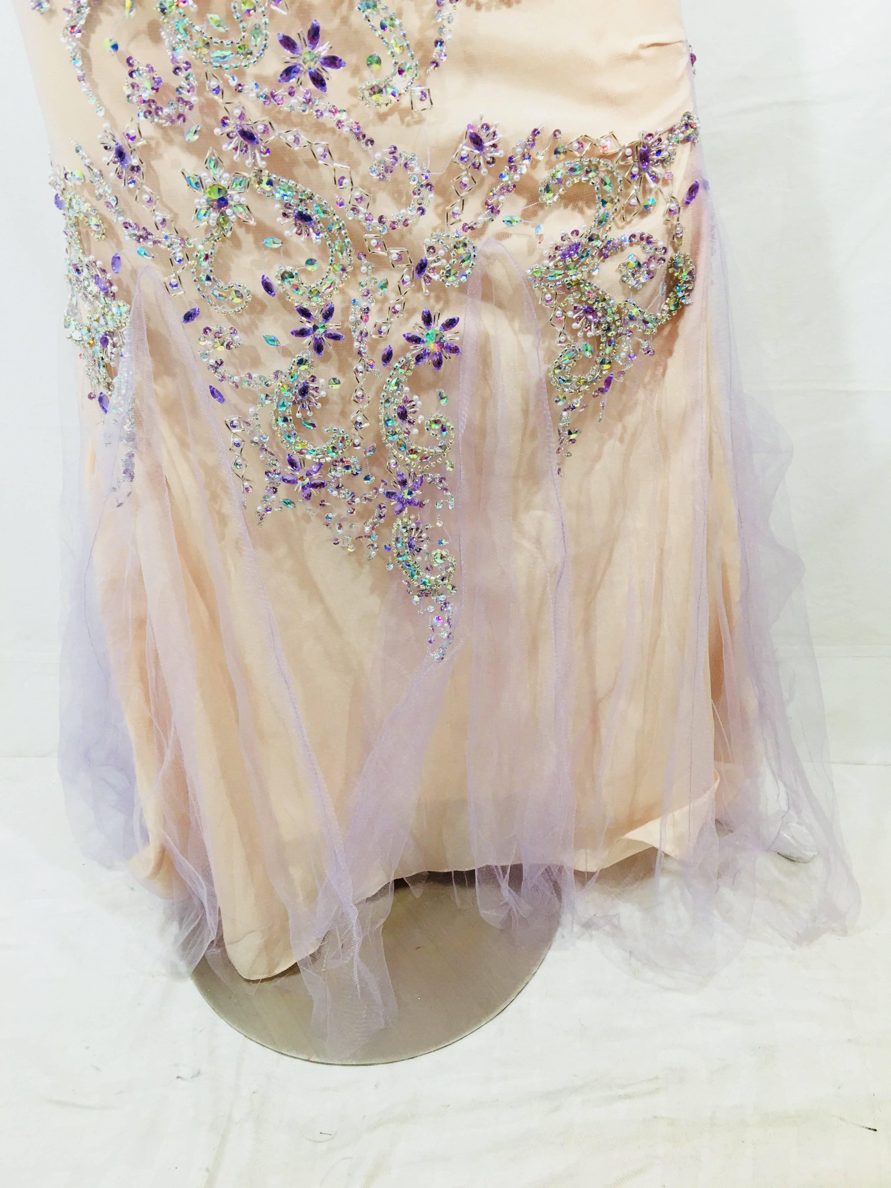 Terani Embellished Gown In Excellent Condition In Bridgehampton, NY