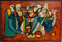 1950's American Abstract Expressionist Jazz Musicians Oil Painting Terence Coyle