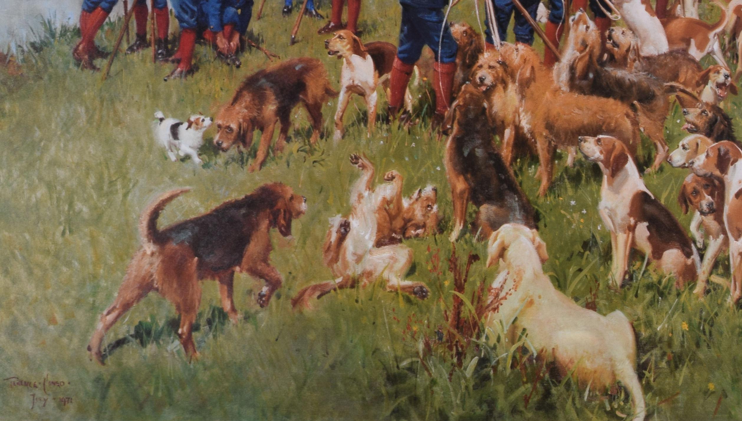 Otter-Hunde- Jagddruck der östlichen Gräber von Terence Cuneo im Angebot 3