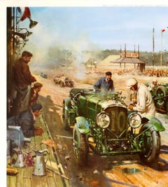 Original Vintage Bentley Motor Poster By Cuneo Bentleys At Le Mans 1929 Car Race