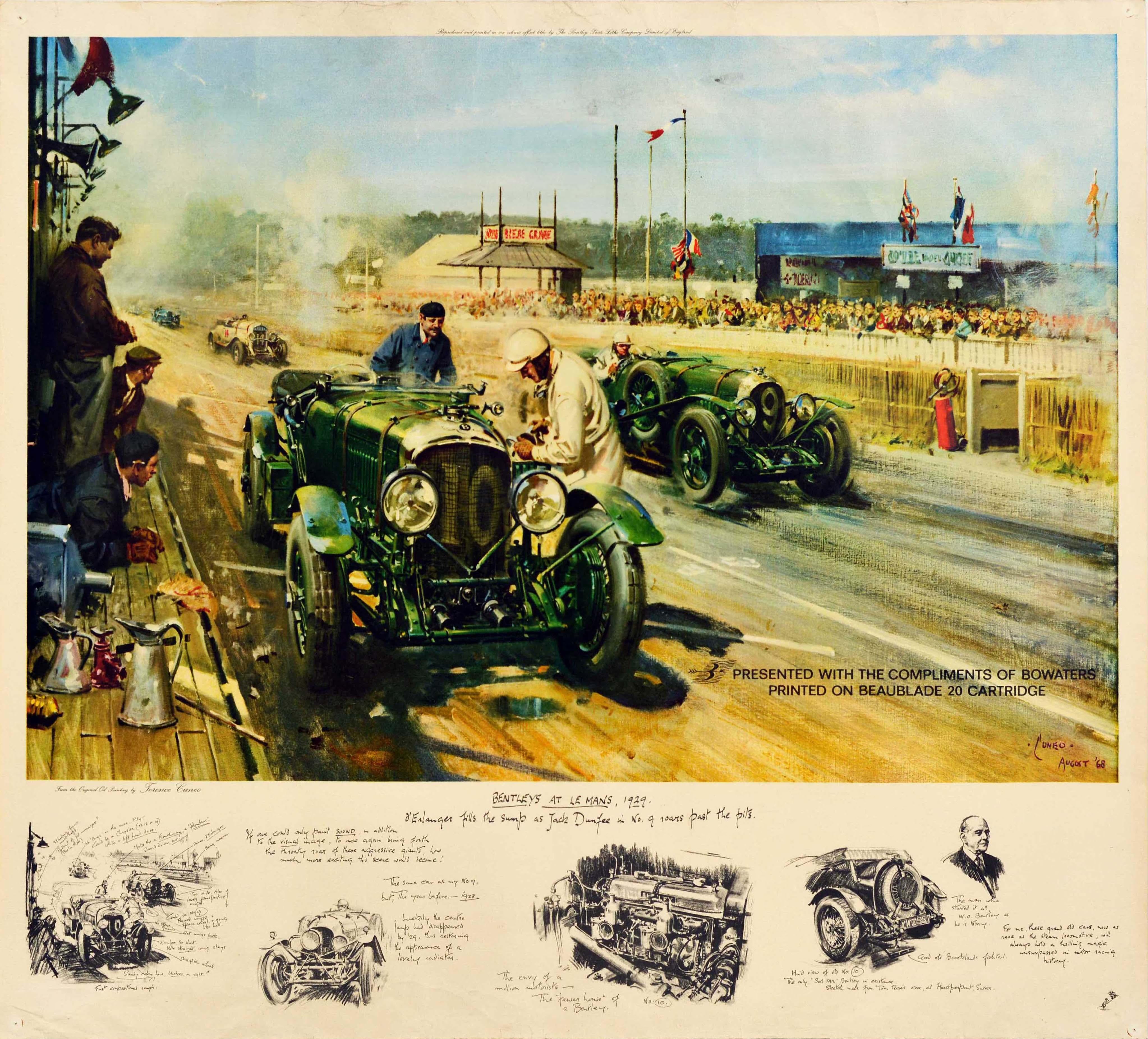 Terence Cuneo Print -  Original Vintage Motorsport Poster Bentleys At Le Mans Classic Racing Car Art