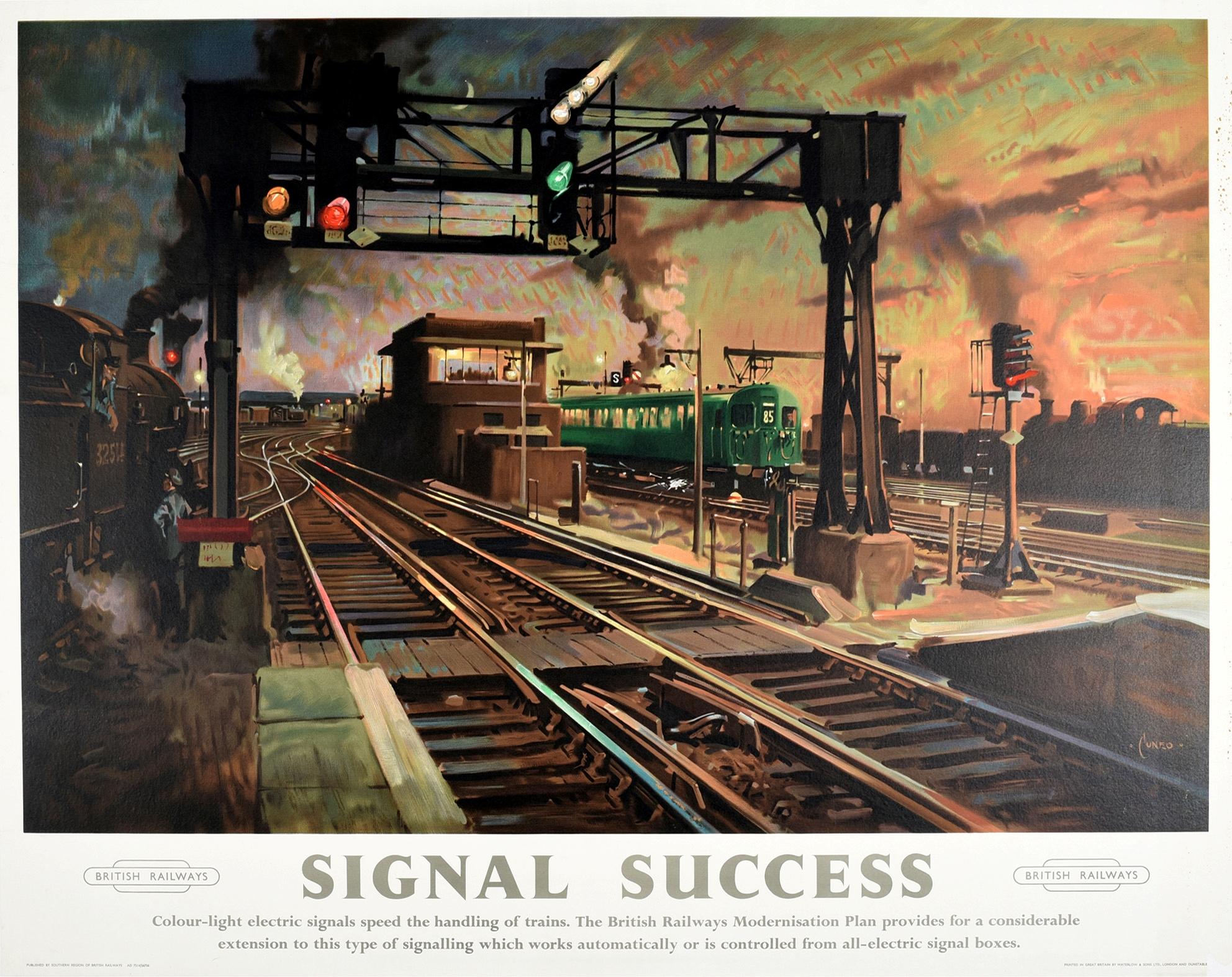 Terence Cuneo Print - Original Vintage Poster Signal Success British Railways Modernisation Plan Train