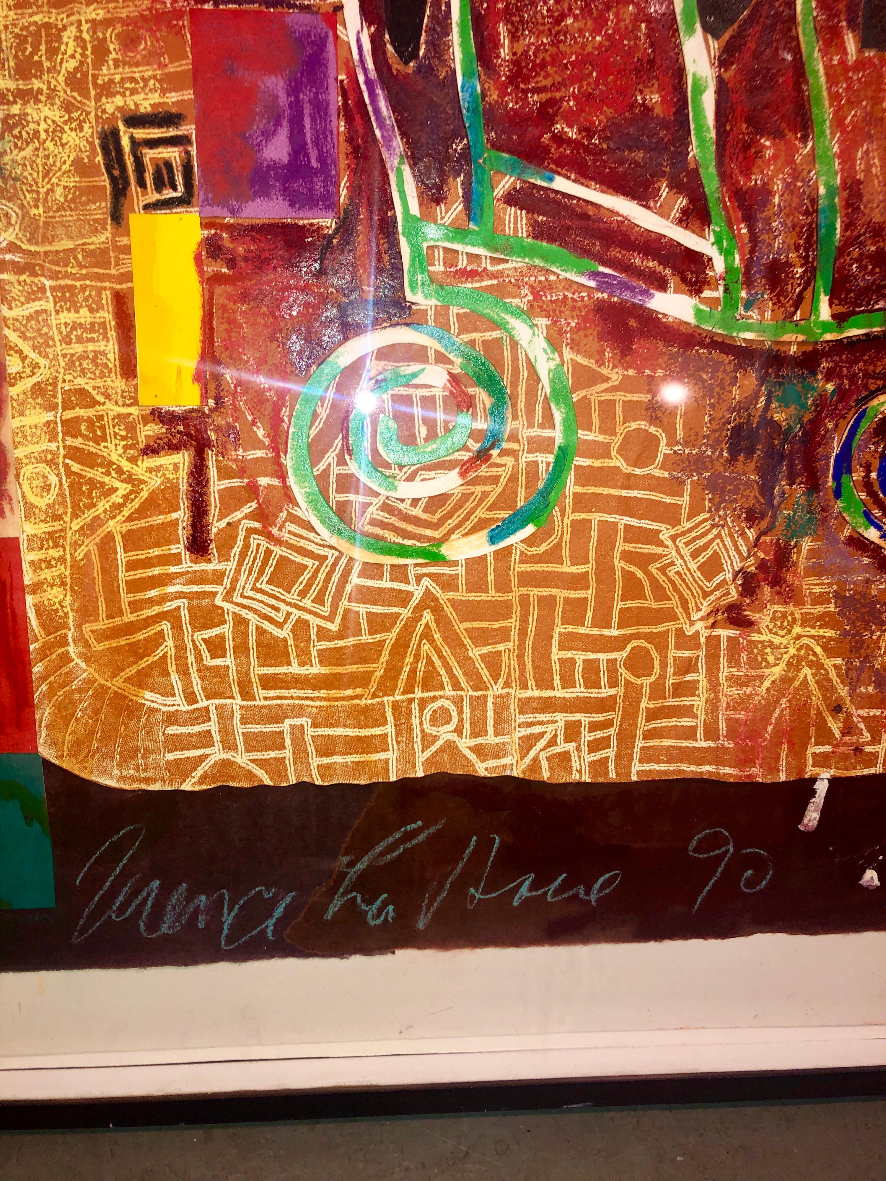 Großes abstraktes modernistisches Gemälde der „August-Serie“, Monotypie in Mischtechnik – Painting von Terence La Noue