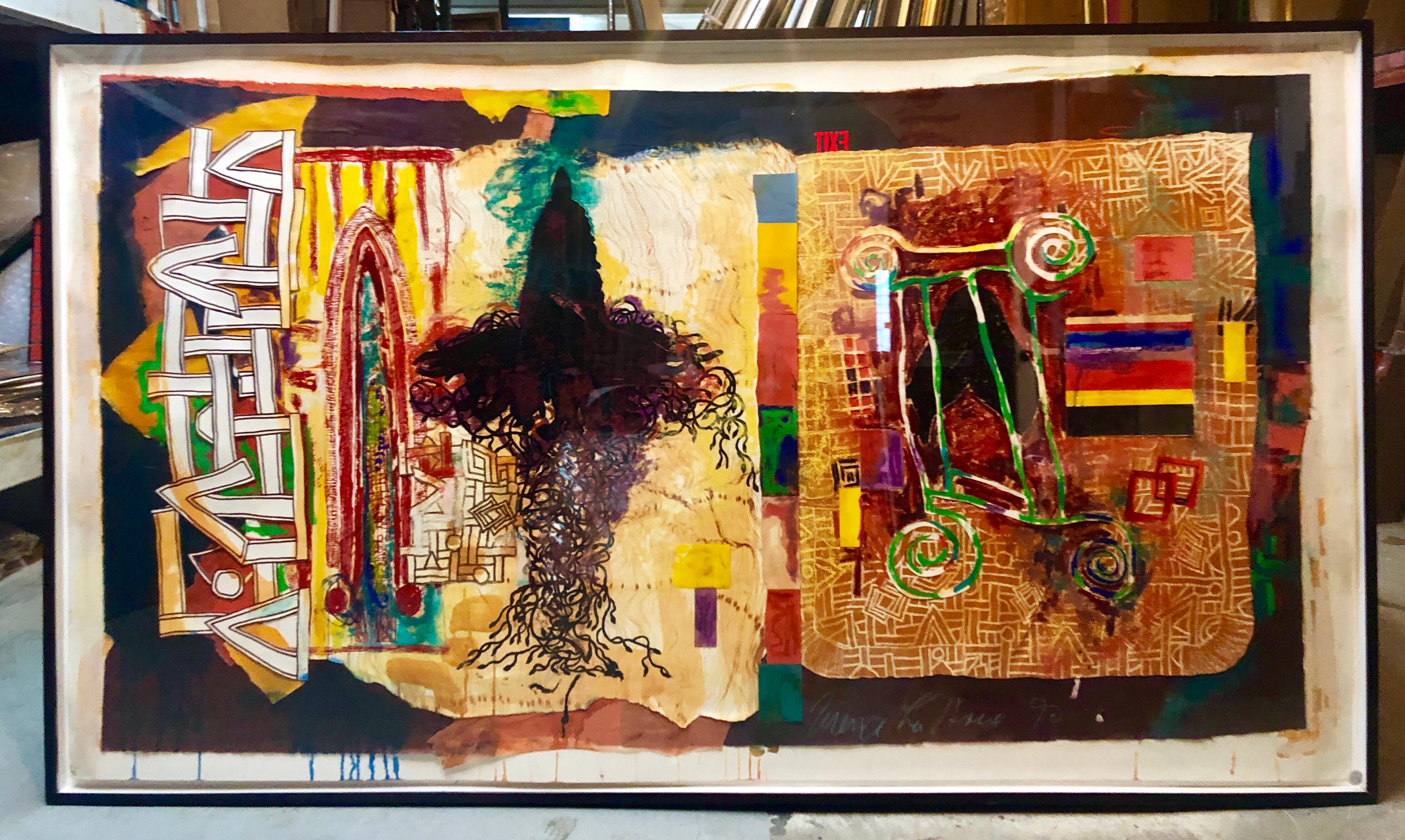 Großes abstraktes modernistisches Gemälde der „August-Serie“, Monotypie in Mischtechnik (Abstrakter Expressionismus), Painting, von Terence La Noue