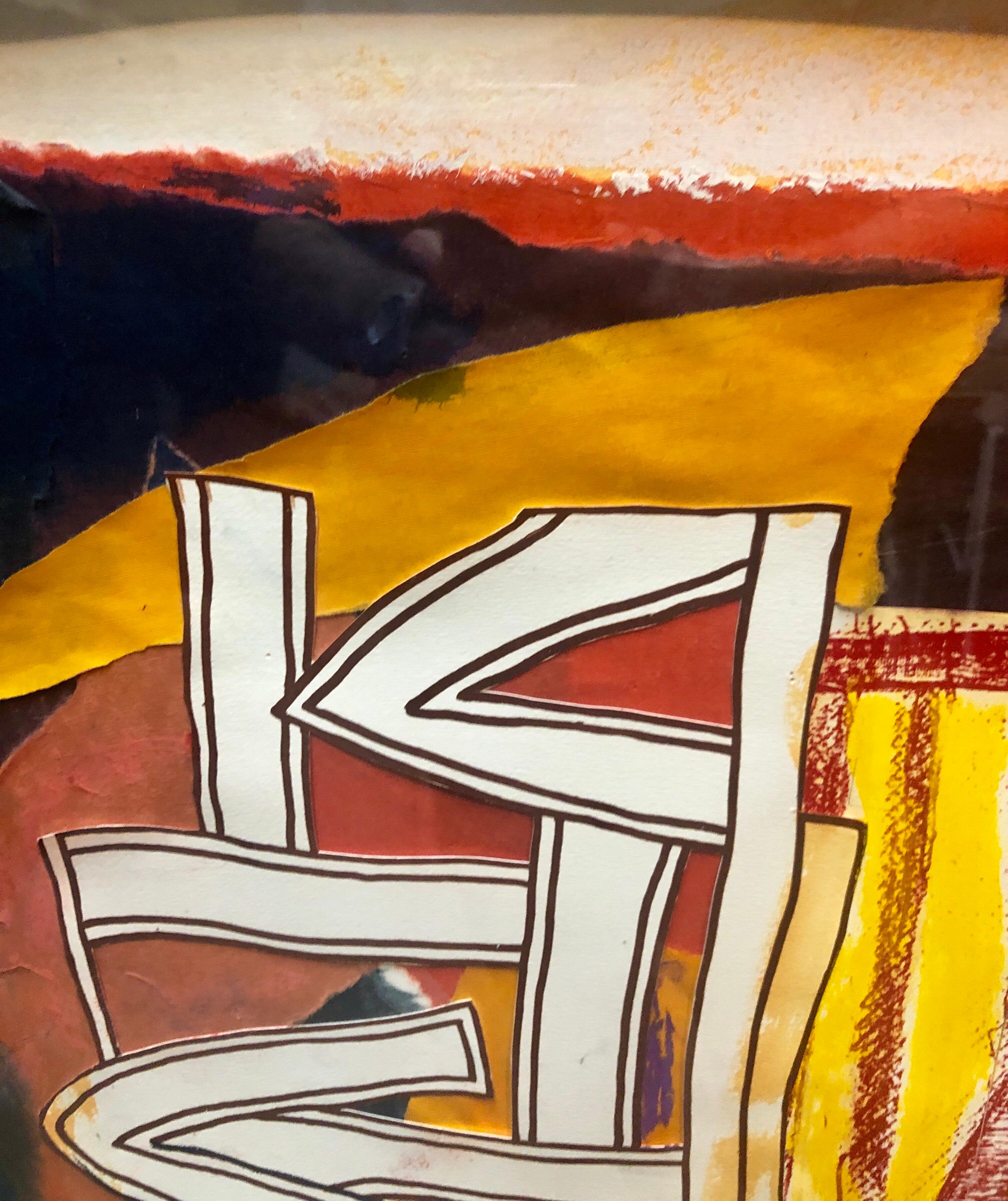 Großes abstraktes modernistisches Gemälde der „August-Serie“, Monotypie in Mischtechnik (Beige), Abstract Painting, von Terence La Noue
