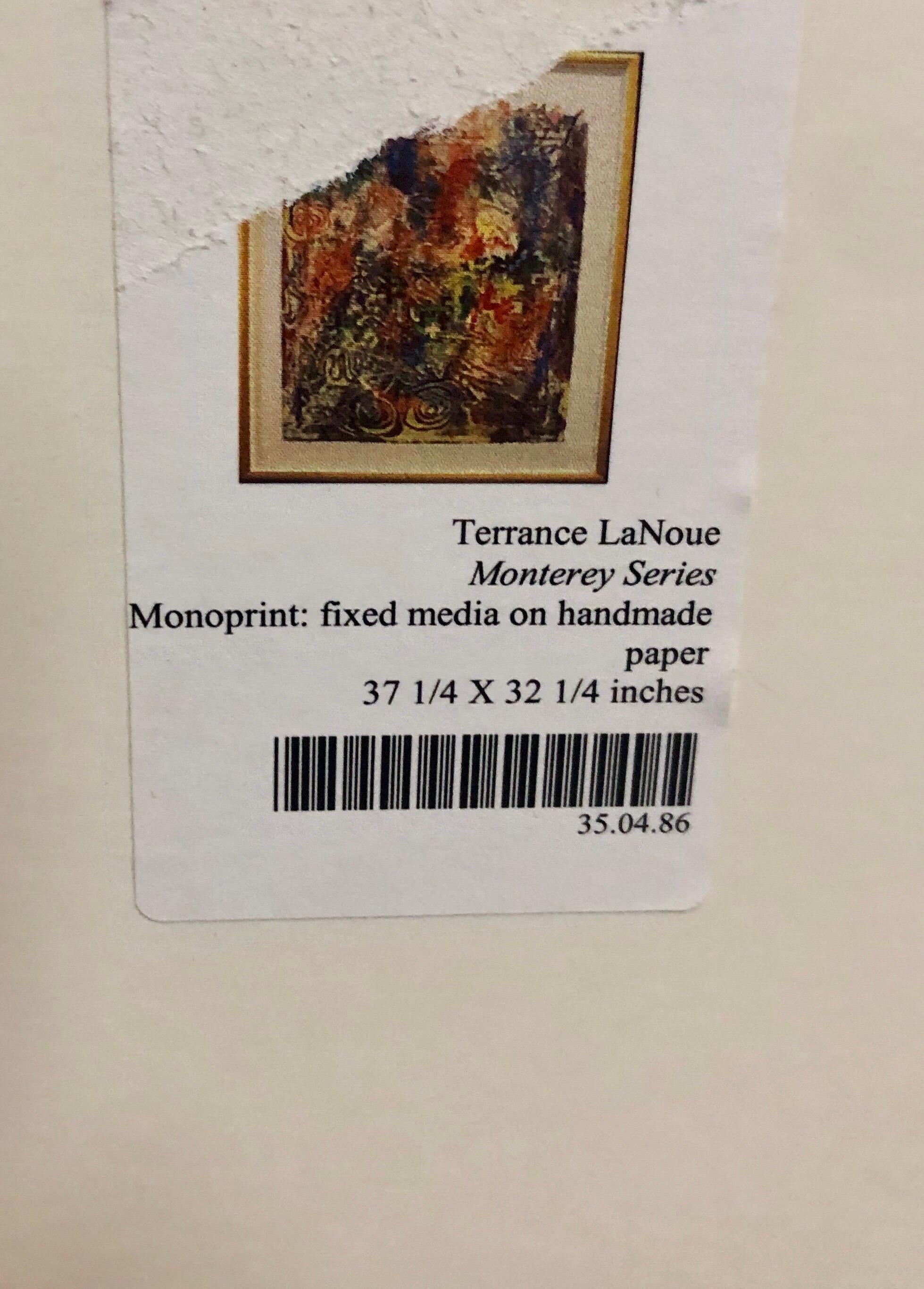 Large Abstract Modernist Monterey Series Mixed Media Monotype Colorful Painting For Sale 1