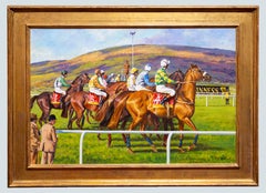 Le départ à Cheltenham, jour des courses de chevaux par Terence Gilbert, 20e siècle
