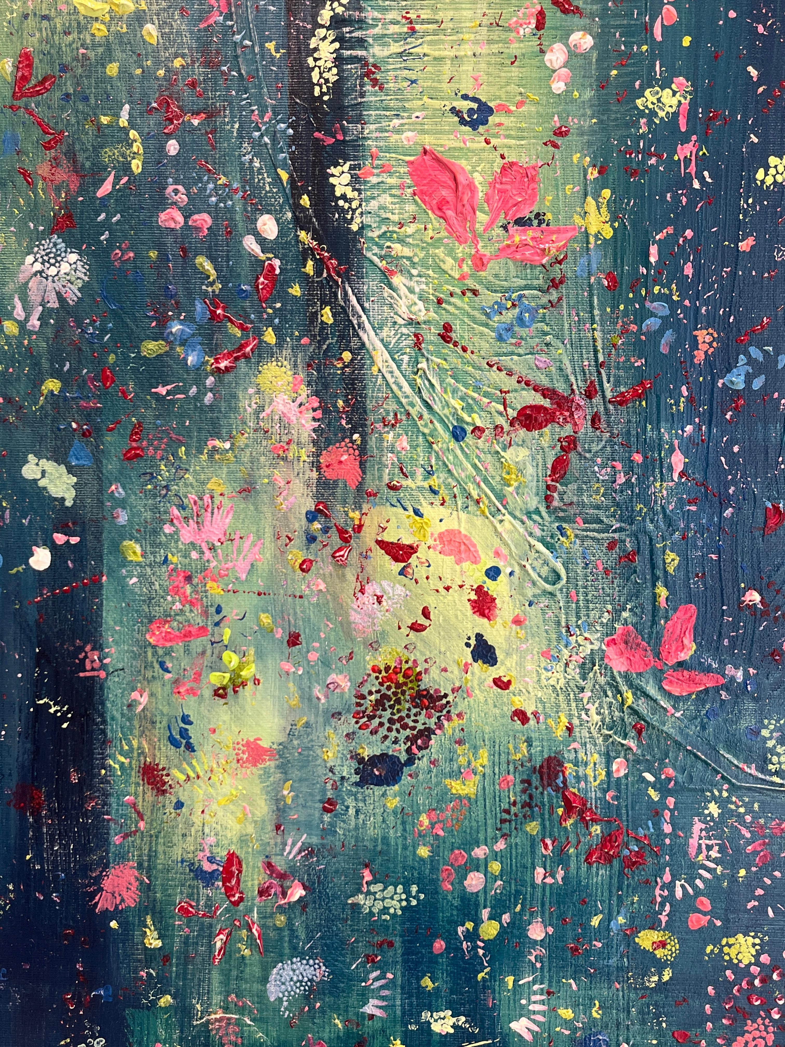 Il giardino dei germogli - Figurative Painting Blu di Teresa Bellini