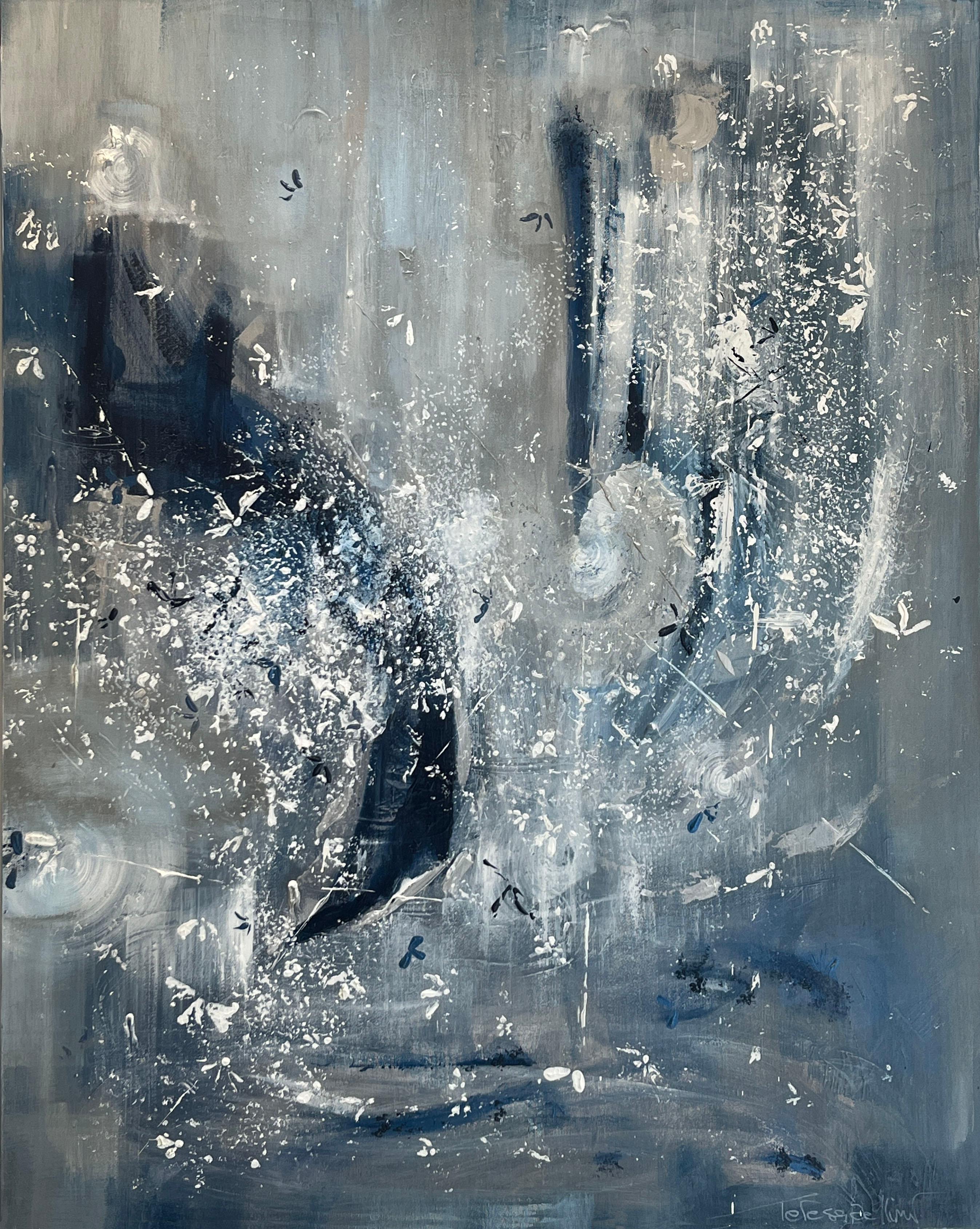 Teresa Bellini Abstract Painting – Weißer (silberner) Garten