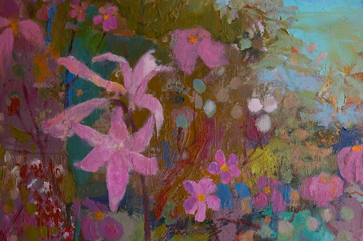 Belladonna, Teresa Pemberton, Contemporary Abstracted Landscape, Floral art  - Brown Landscape Painting by Teresa Pemberton 