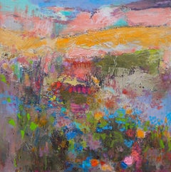 Flowers in the Meadow by Teresa Pemberton, Abstract Landscape Painting
