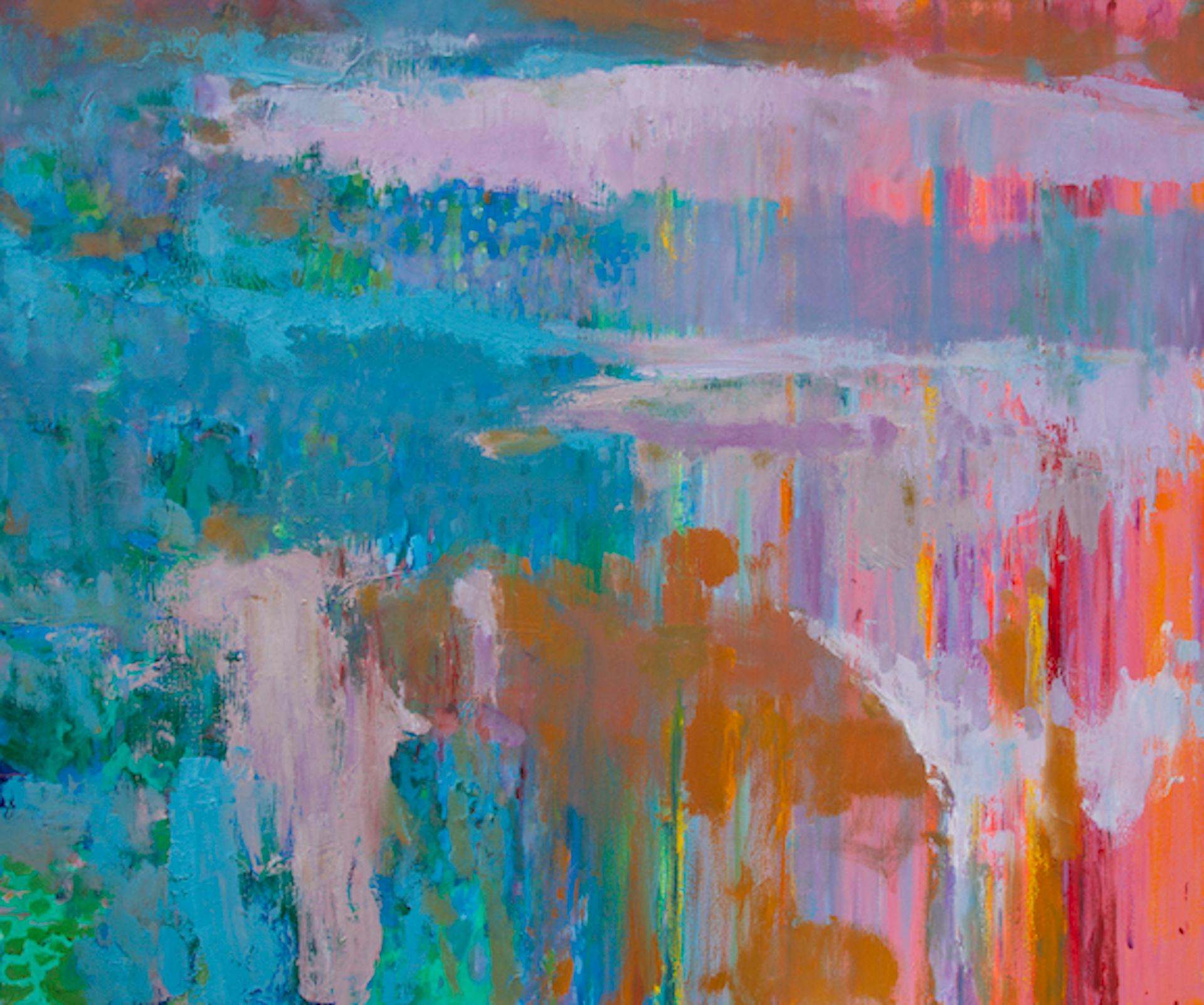 Teresa Pemberton Landscape Painting - Light on Water, Gerhard Richter Style Abstract Expressionist Waterscape Painting