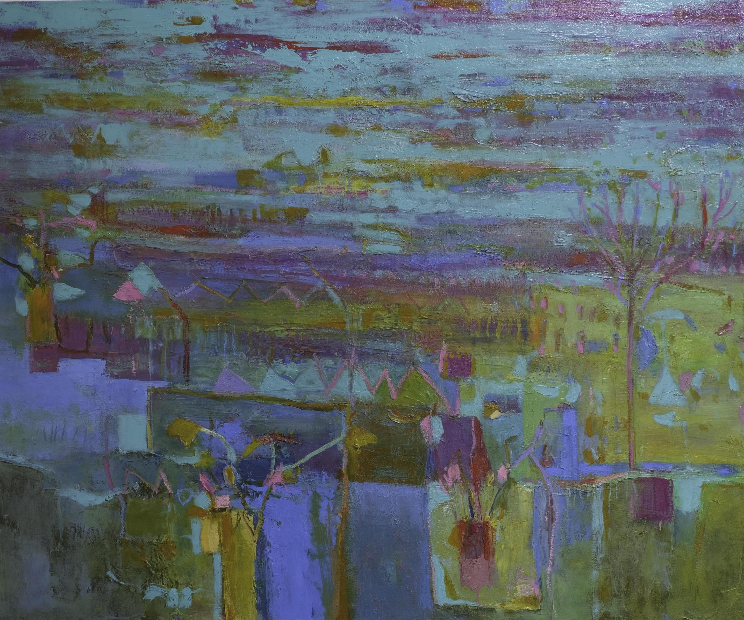 Landscape Painting Teresa Pemberton - Jardin de mer, peinture abstraite originale de paysage marin Peinture d'art contemporain