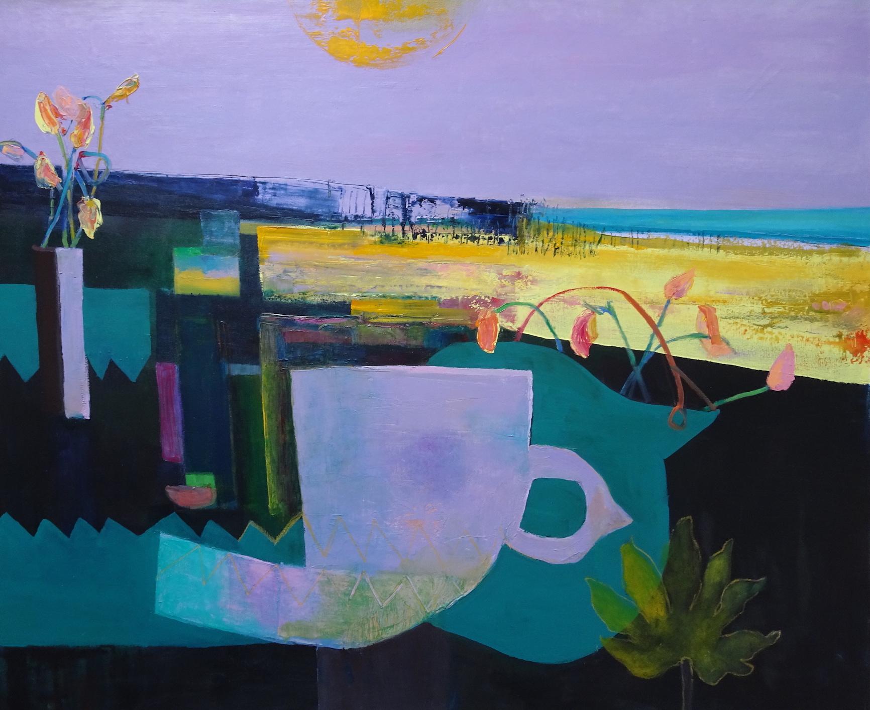 Teresa Pemberton Still-Life Painting - Summer Sorbet, Abstract Painting, Blue and Purple Art, Bright Abstract Art