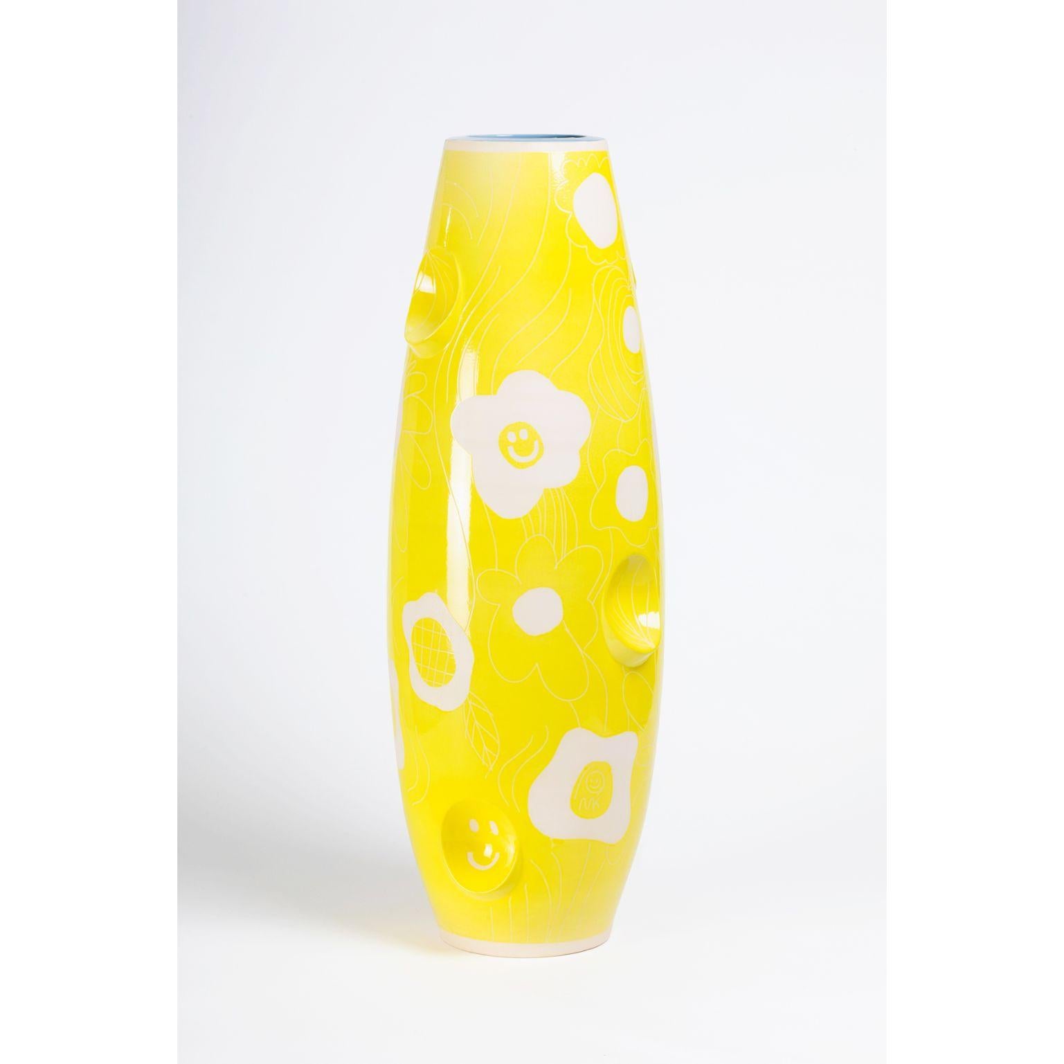 Teresa pop ceramic vase by Malwina Konopacka
Unique Sculpture ( Decorated and hand-painted by the artist )
Materials: Ceramics, glazed interior, Sgraffito yellow glaze
Dimensions: D 25, H 79cm
 
Teresa was created by the artist for the 20018
