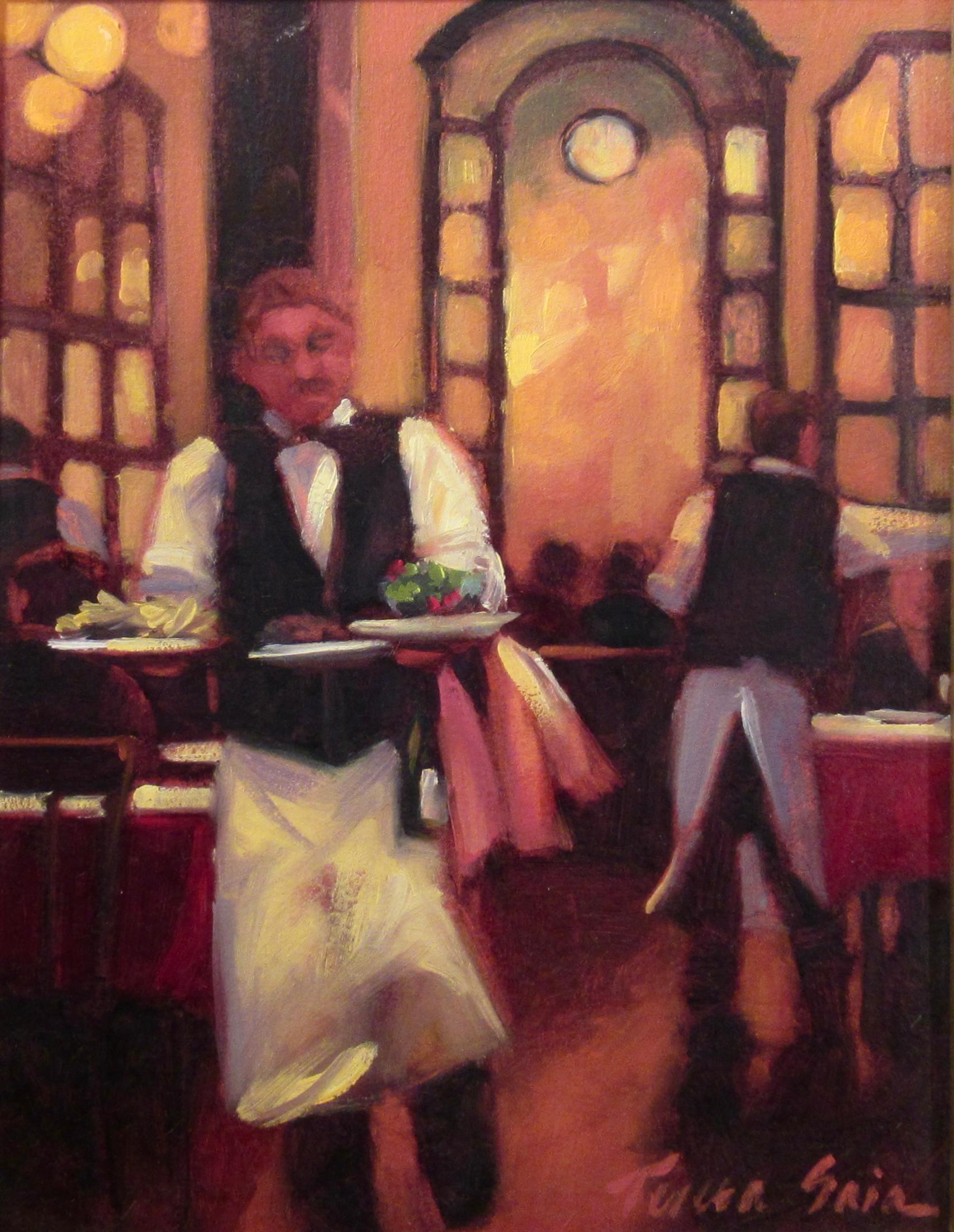 Ohne Titel (Der Waiter) – Painting von Teresa Saia