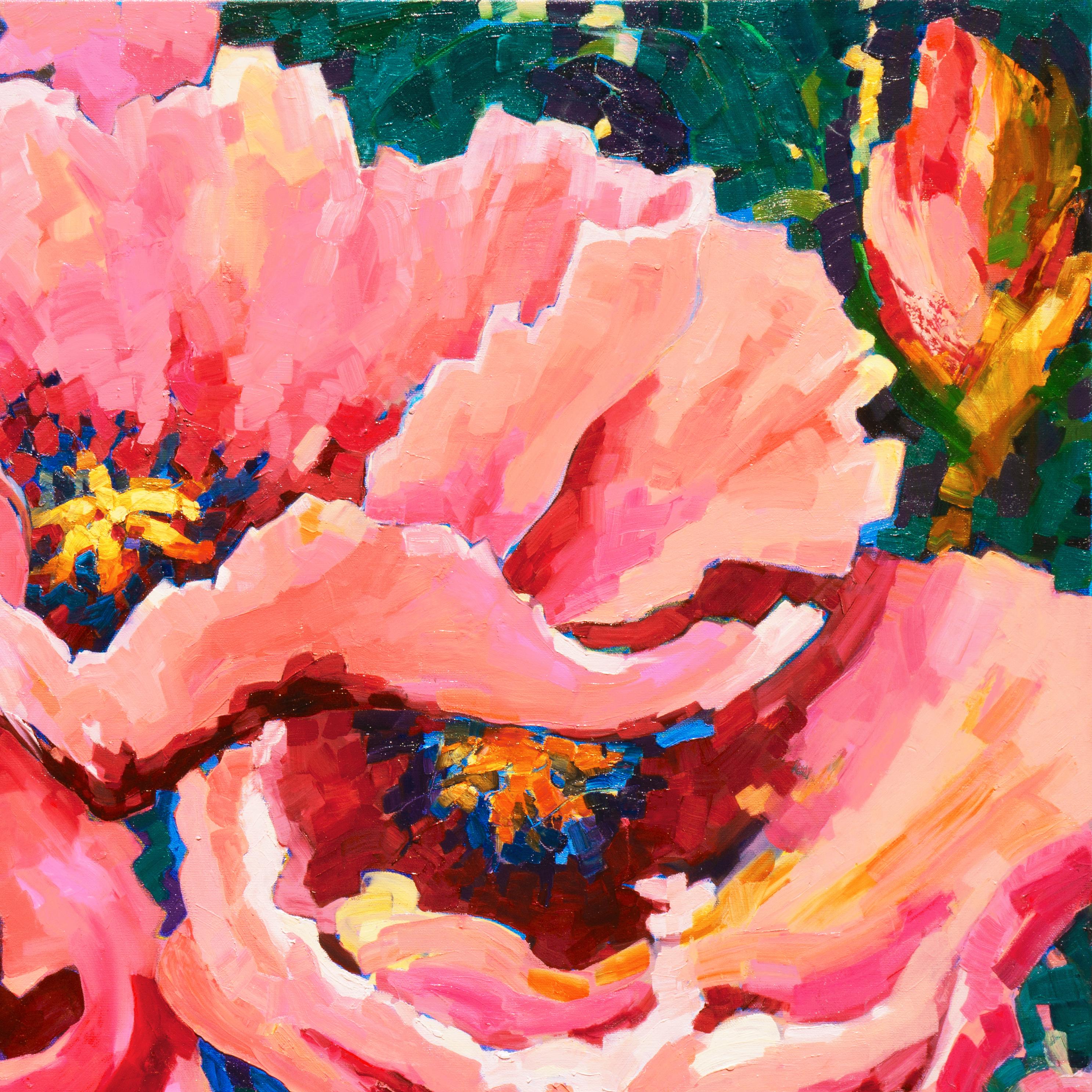 Nature morte florale post-impressionniste florale, Poppies, artiste canadienne - Post-impressionnisme Painting par Teresa Smith