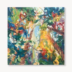 Wind und Himmel: Abstrakte Landschaft Ölgemälde auf Leinwand, 2010er, Neu, 48x48