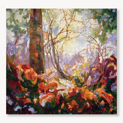 Woodland Portal: Abstrakte Landschaftsmalerei auf Leinwand, 2010er Jahre, Neu, 80x81