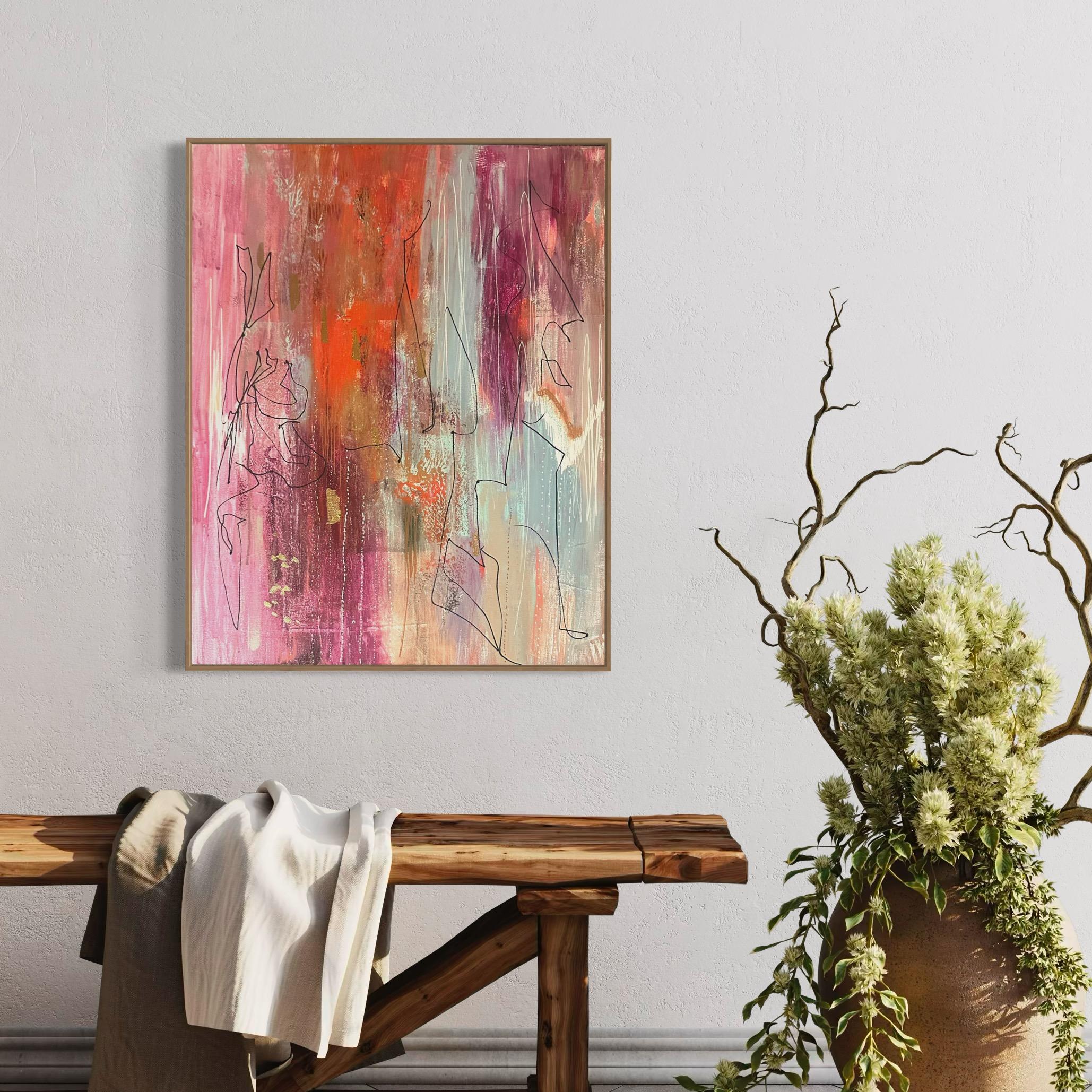 Teresa Vallejos Abstract Painting - Breezing Through (Acrylic on canvas 24" x 20"- floated and framed)