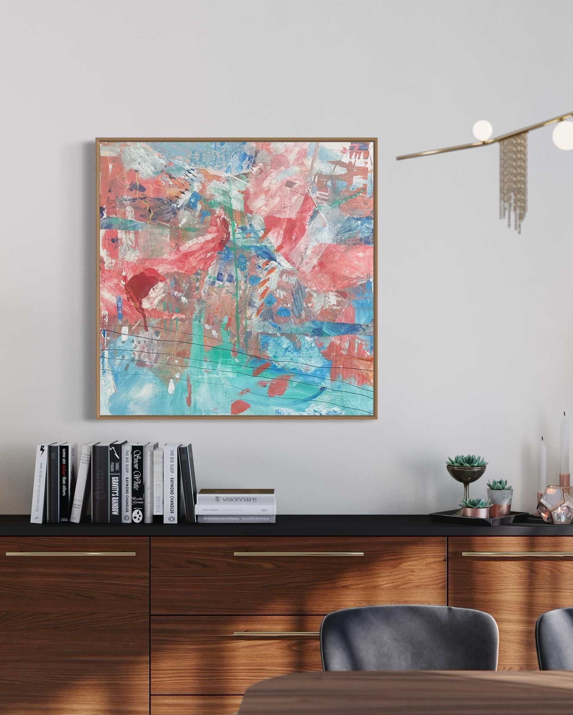 Quiet Enegy (Mixed media on canvas - framed) - Painting by Teresa Vallejos