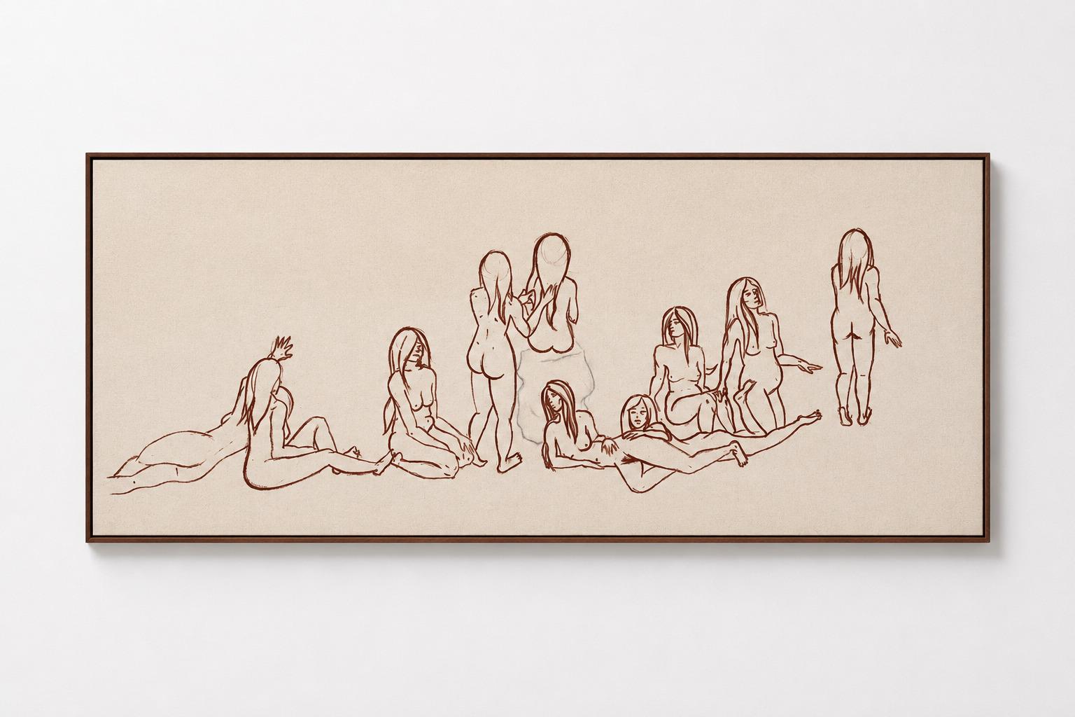 Teresa Vicens, Contemporary Figurative Nude Painting Female Figures Linen Large