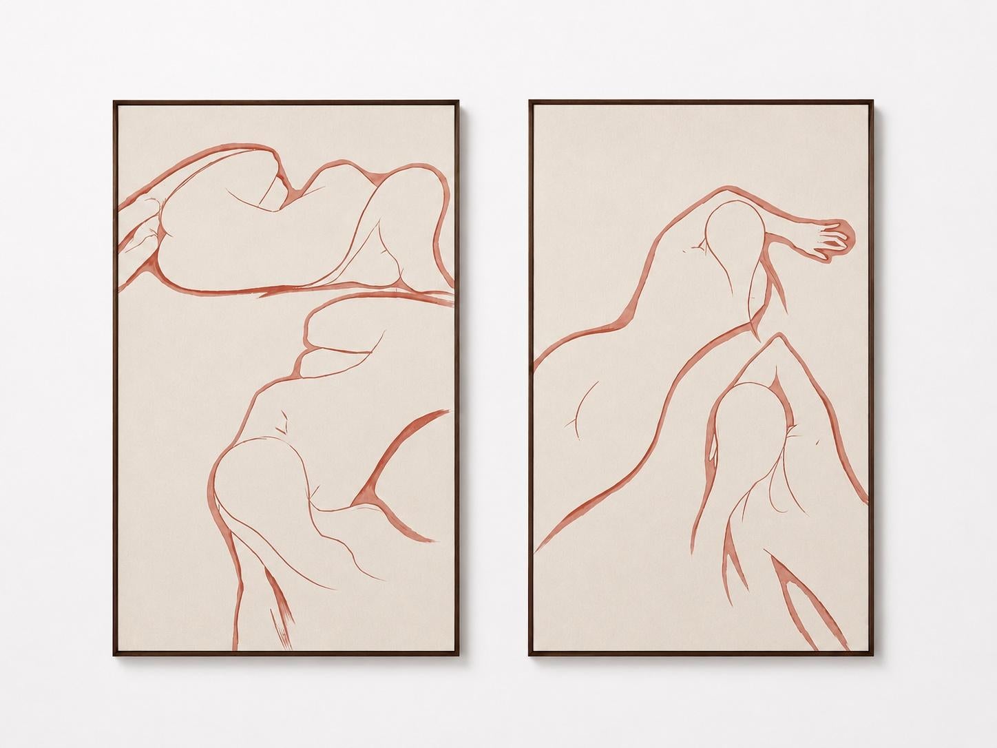 Teresa Vicens - Contemporary Minimalist Figurative Diptych with Female Figures