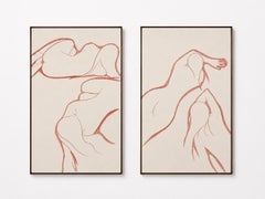 Teresa Vicens - Contemporary Minimalist Figurative Diptych with Female Figures