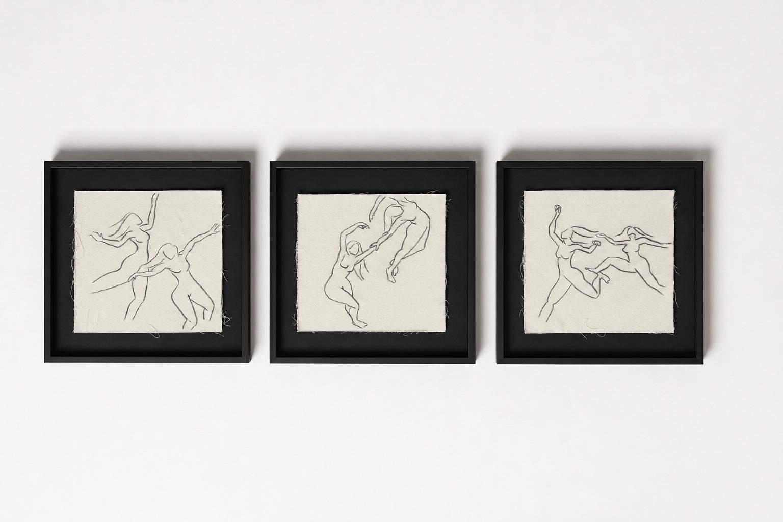Teresa Vicens - Triptyque figuratif minimaliste contemporain représentant des figures féminines