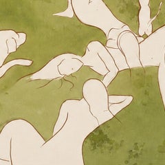 Teresa Vicens, große grüne zeitgenössische figurative Gemälde mit weiblichen Figuren