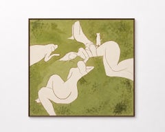 Teresa Vicens, große grüne zeitgenössische figurative Gemälde mit weiblichen Figuren