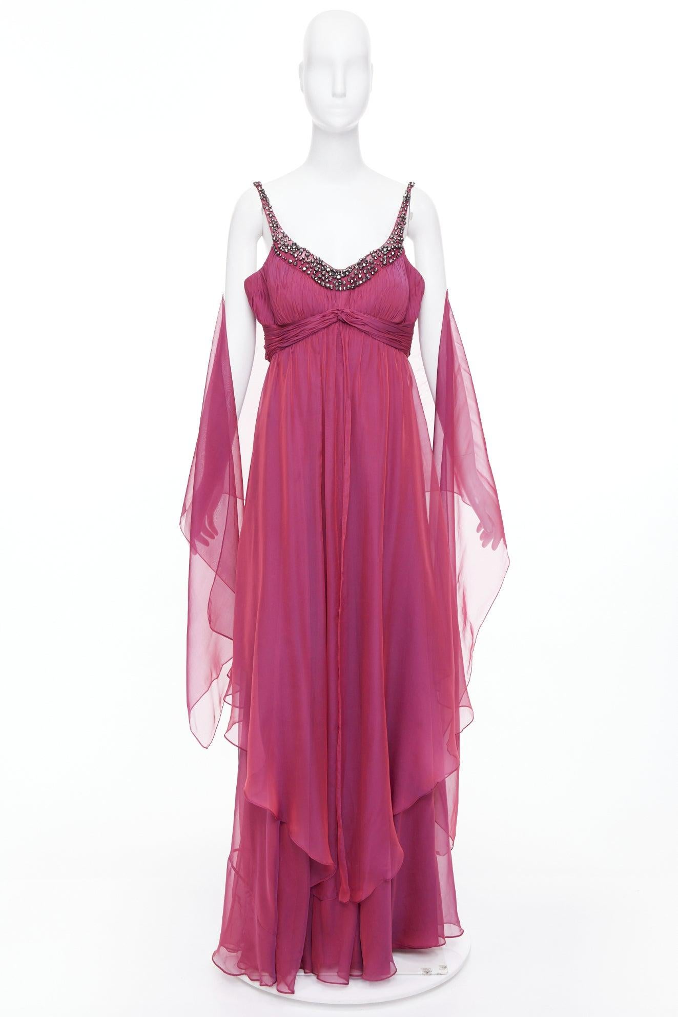 TERI JON Rickie Freeman, abito in seta viola iridescente con perline e scialle US14 3XL in vendita 5