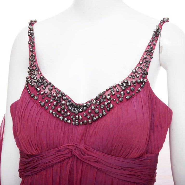 Teri Jon Rickie Freeman Iridescent Purple Silk Beaded Gown With Shawl Us14 3xl