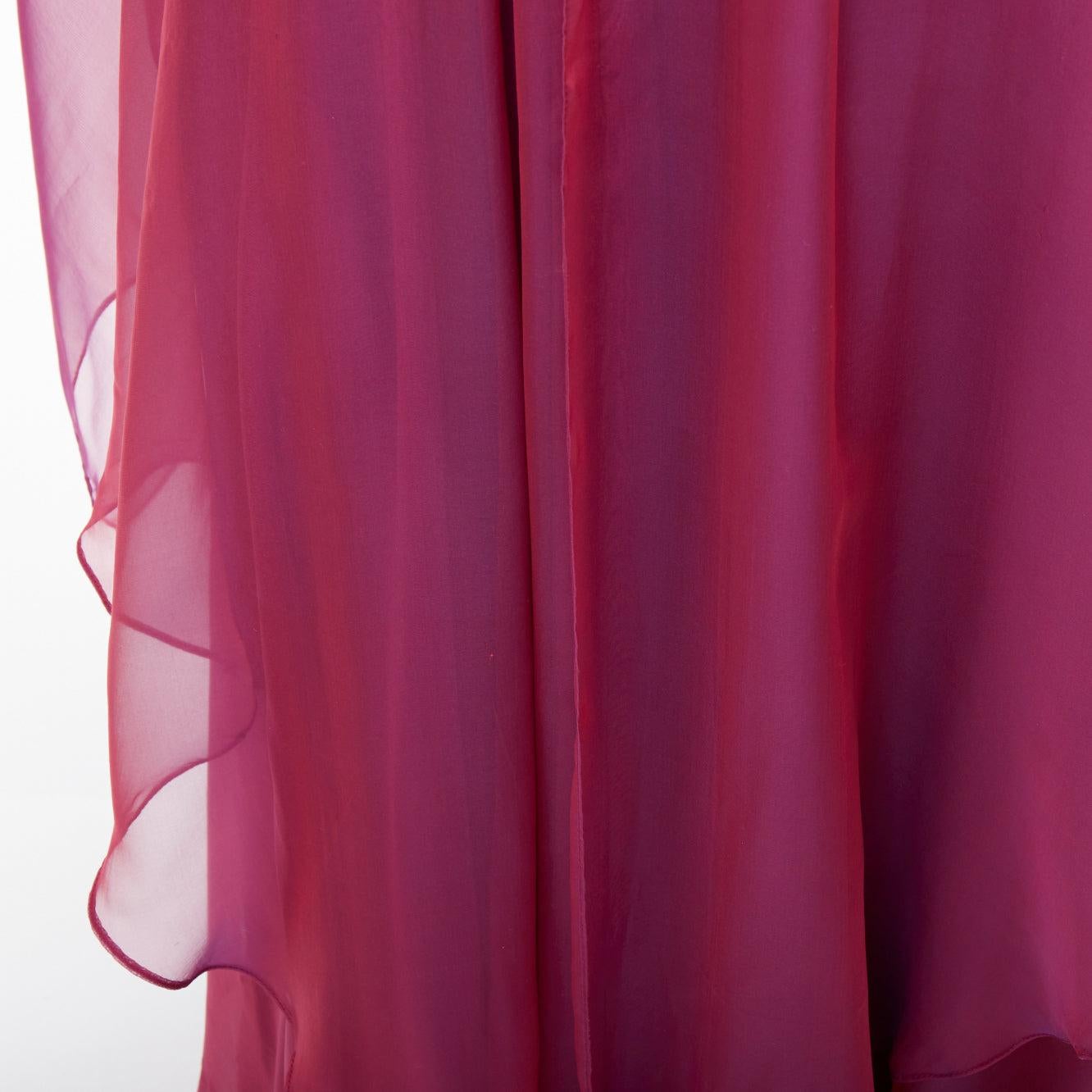 TERI JON Rickie Freeman, abito in seta viola iridescente con perline e scialle US14 3XL in vendita 3