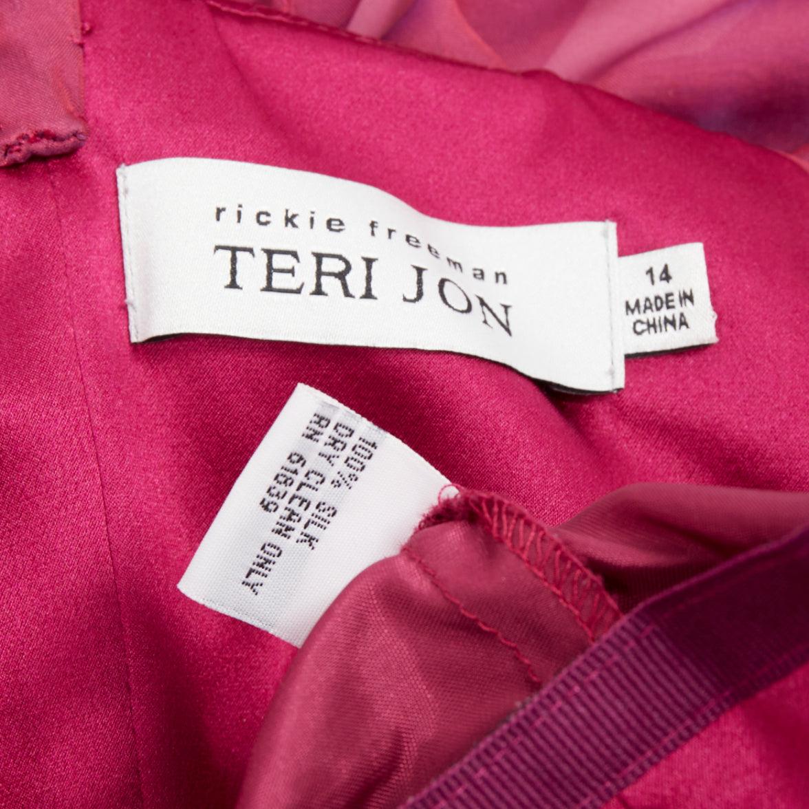 TERI JON Rickie Freeman, abito in seta viola iridescente con perline e scialle US14 3XL in vendita 4