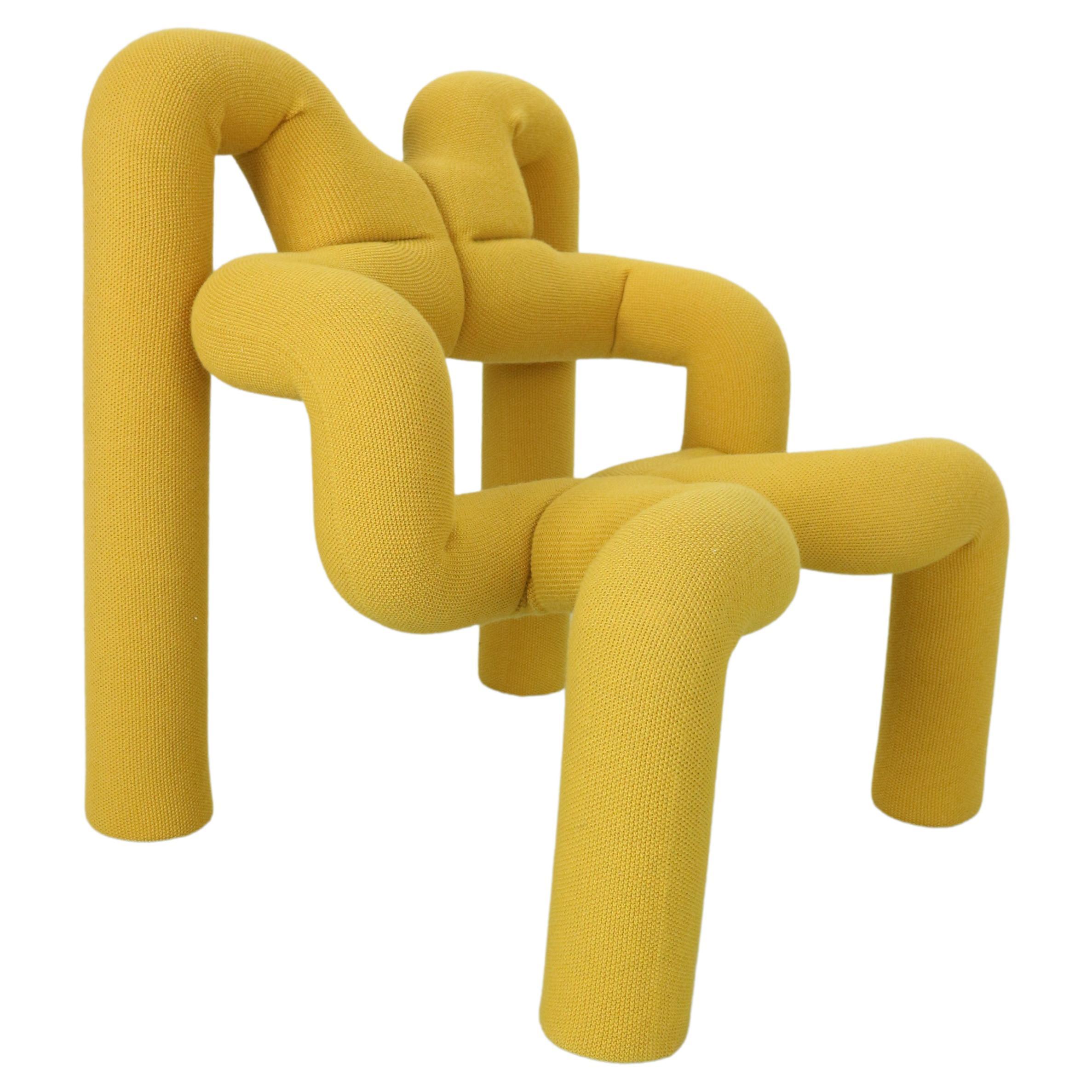 Terje Ekström Lounge Chair "Ekstrem" in Yellow Mustard New Reupholstery, 1970's