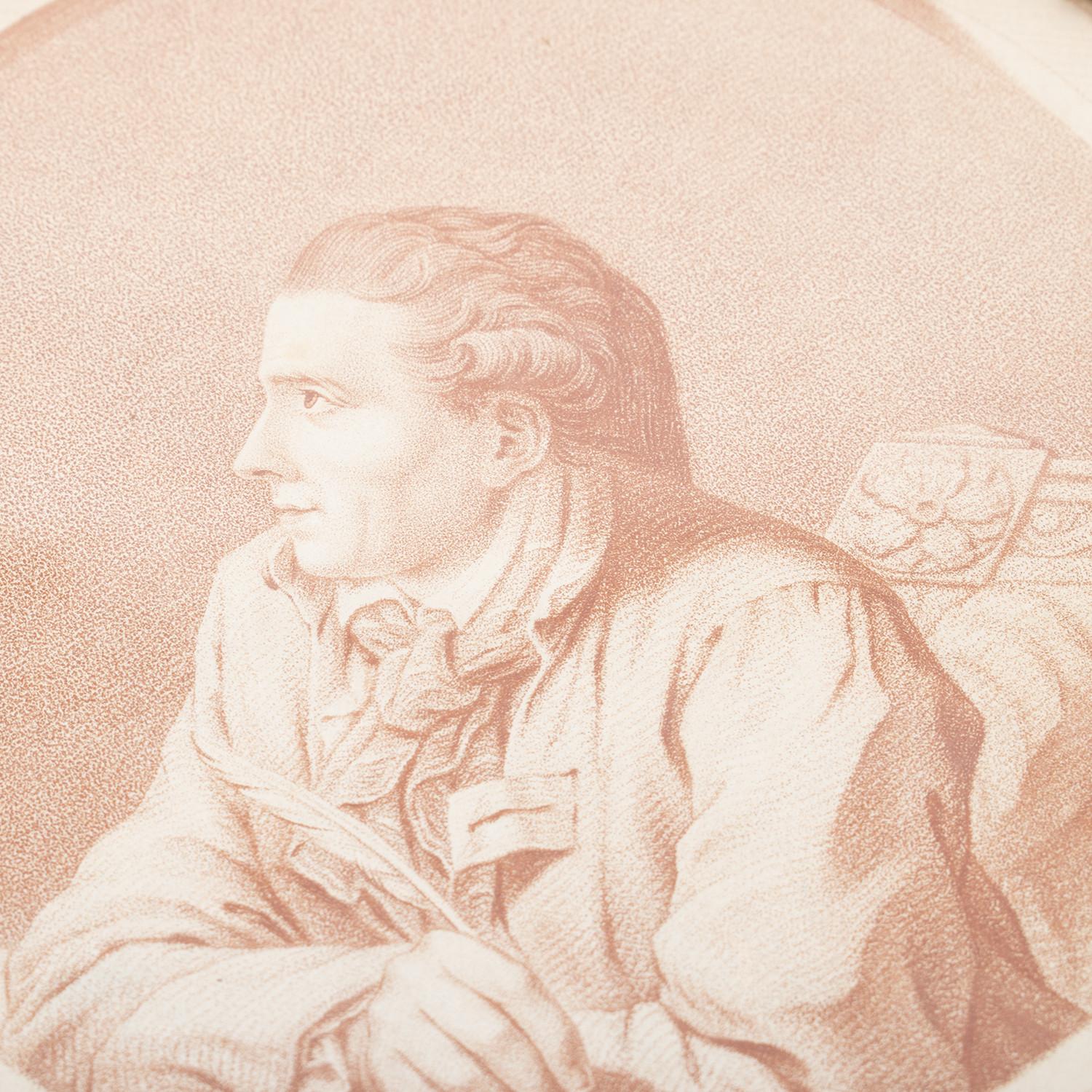 Rococo Terkel Kleve Portrait Crayon Engraving of Johannes Ewald For Sale