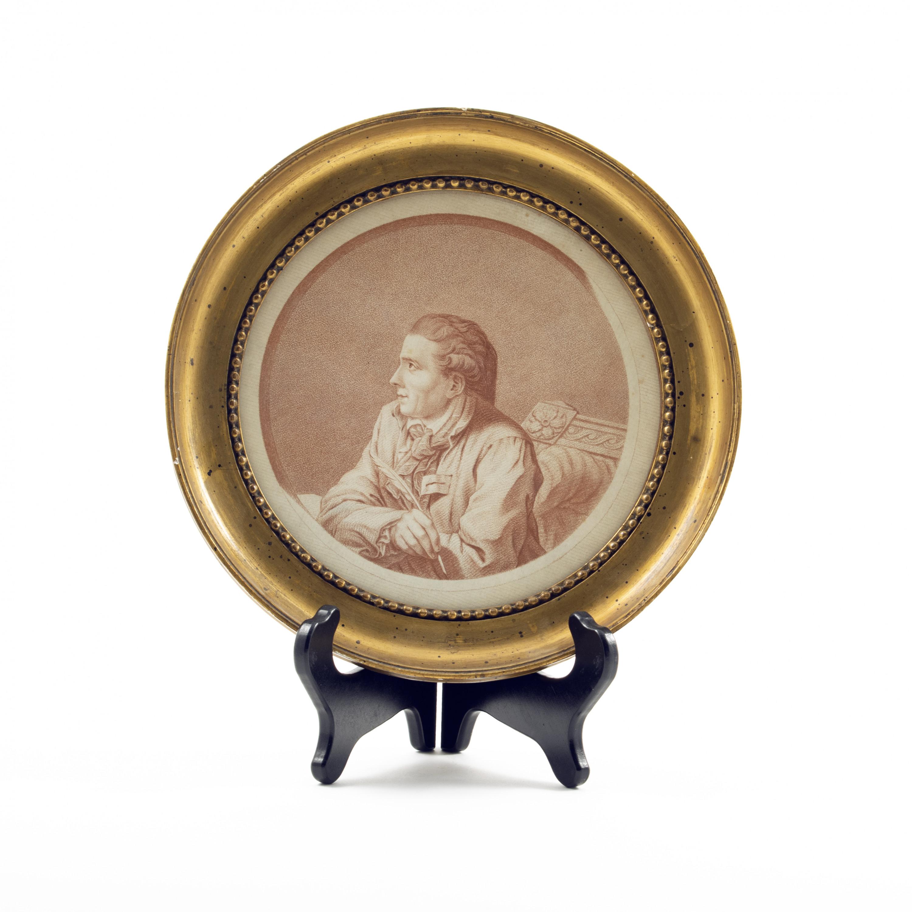Gravé Gravure au crayon de Johannes Ewald représentant un portrait, par Terkel Kleve en vente