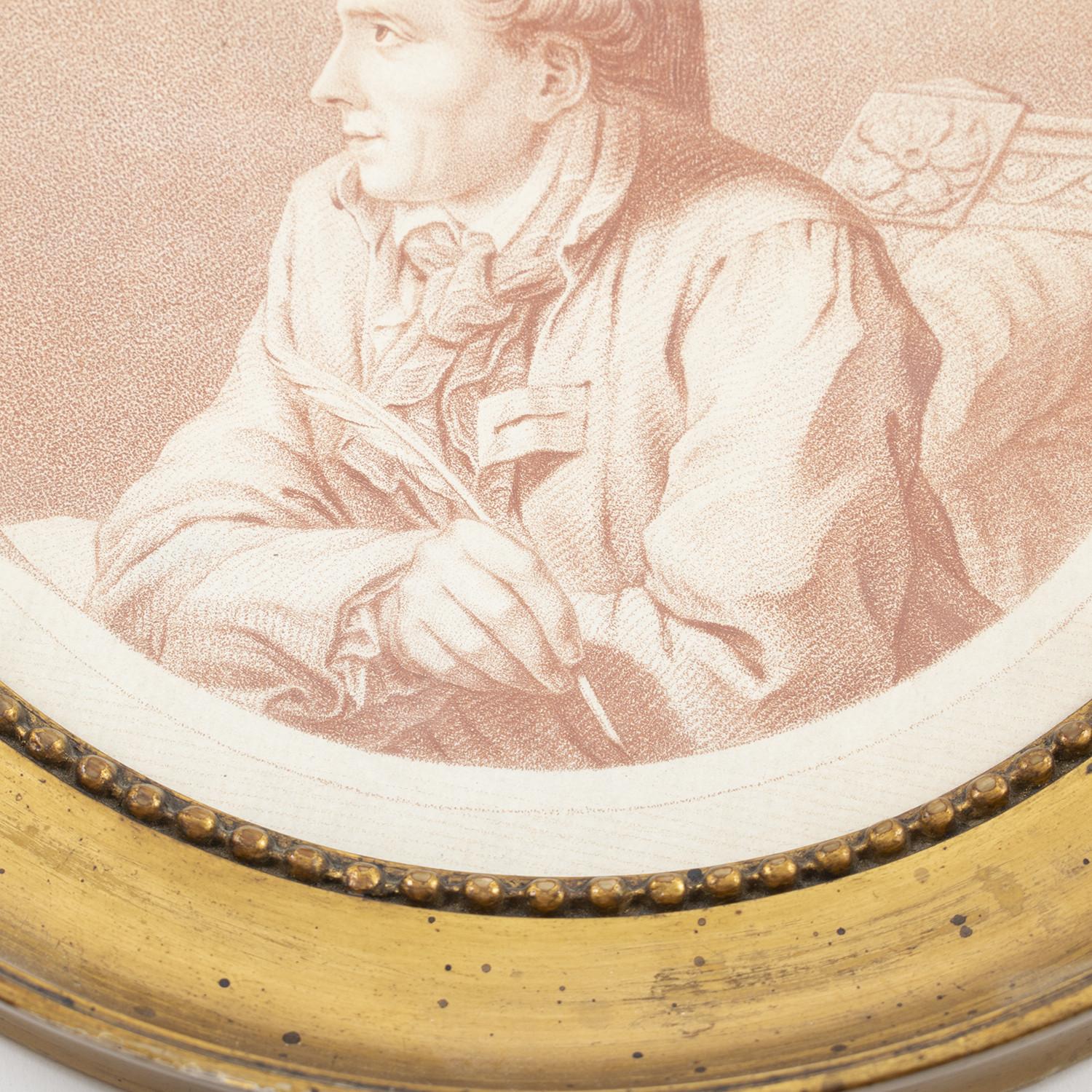 Engraved Terkel Kleve Portrait Crayon Engraving of Johannes Ewald For Sale