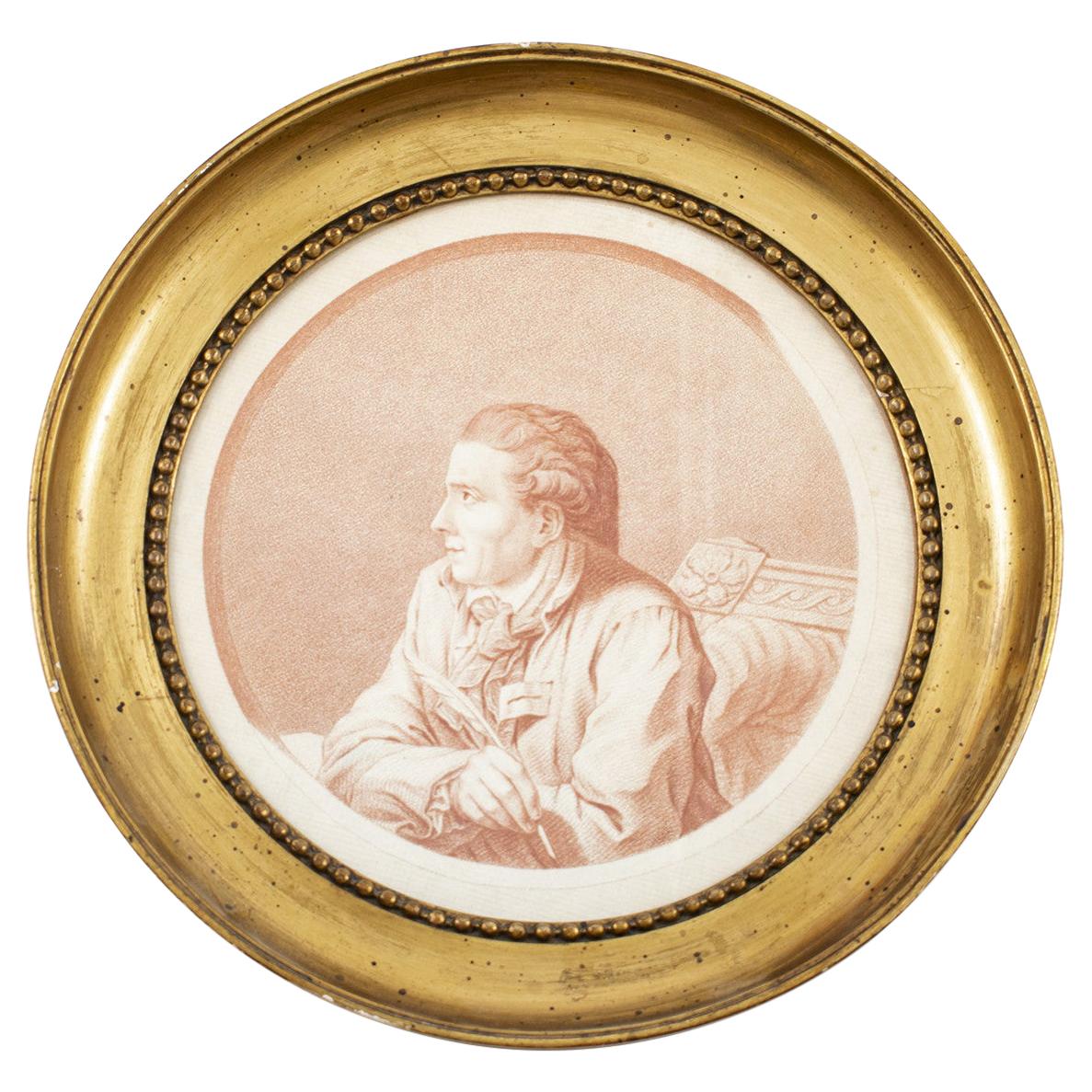 Terkel Kleve Portrait Crayon Engraving of Johannes Ewald