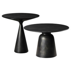 Terni Lamp Table composed by a tall, conic base table and another bell-shaped