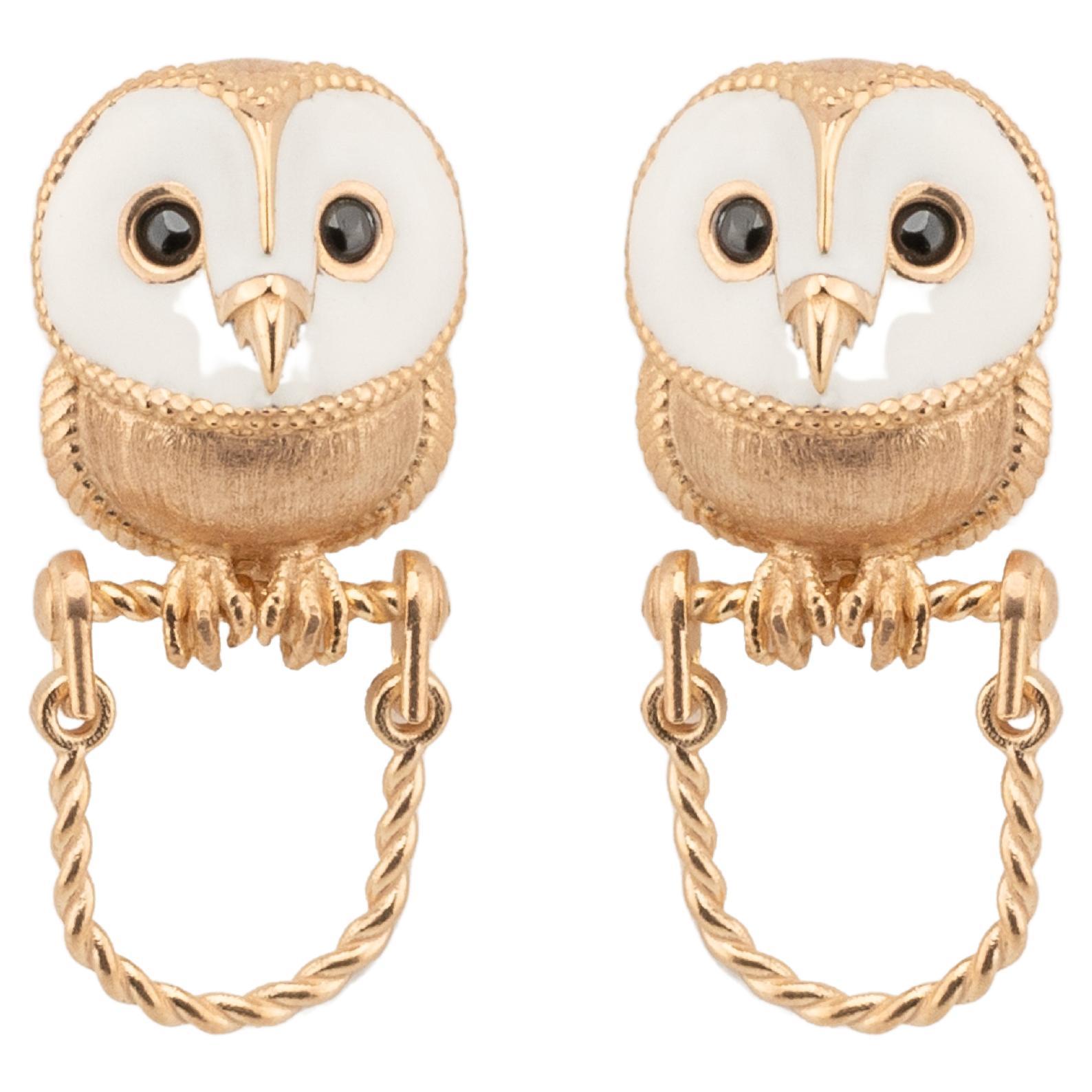 Terra, 14k Rose Gold, Owl Earing For Sale